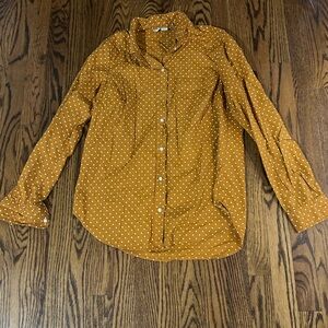 Old Navy Mustard Polka Dot Button-Down Shirt
